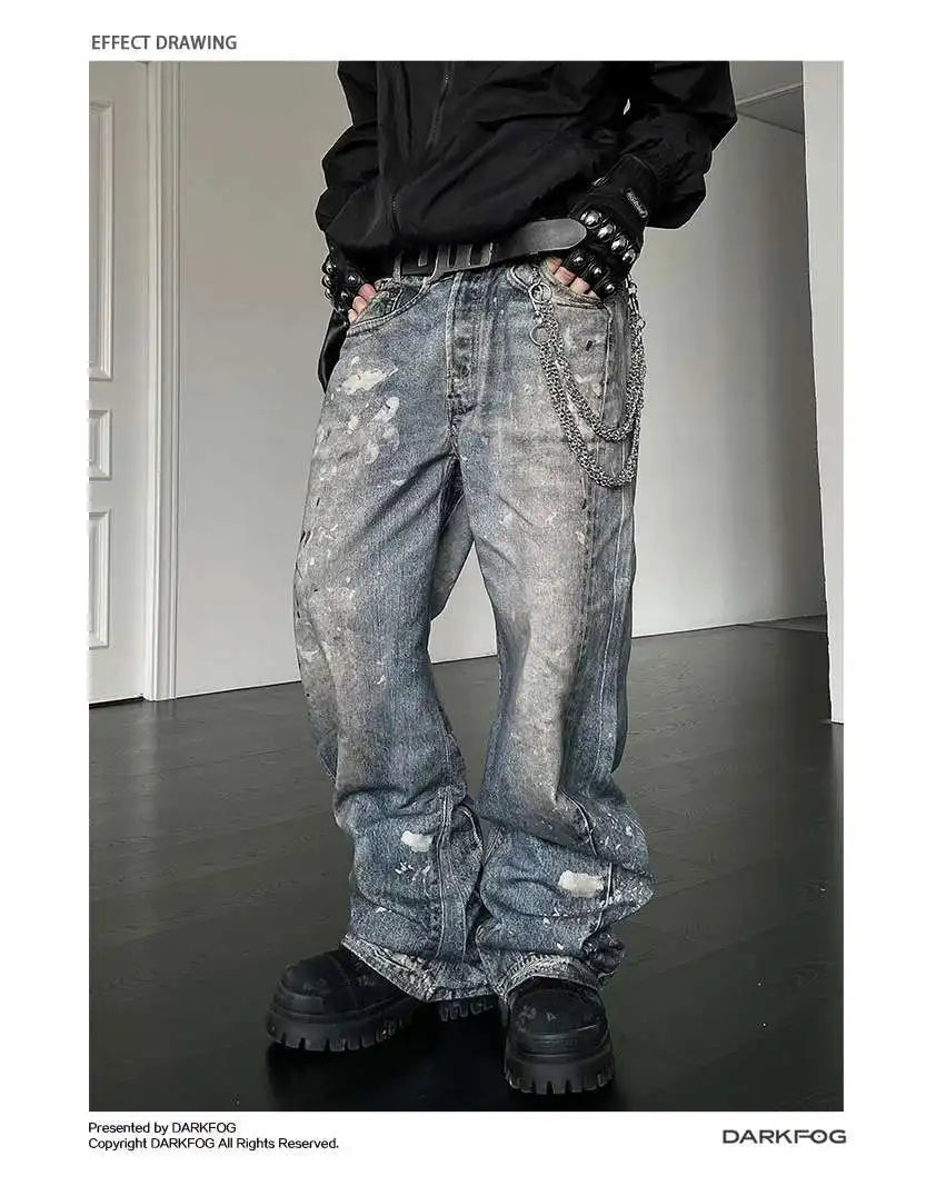 Men and women Spring Festival hip-hop trend straight leg personalized printed jeans couple American loose retro casual pants y2k