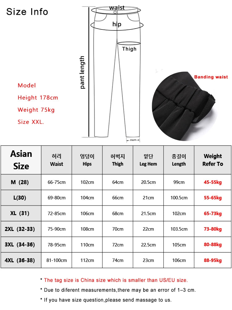 New Summer Casual Pants Men Breathable Polyester Korean Fashion Semi-Wide Banded Waist Slacks Straight Loose Drape Trousers