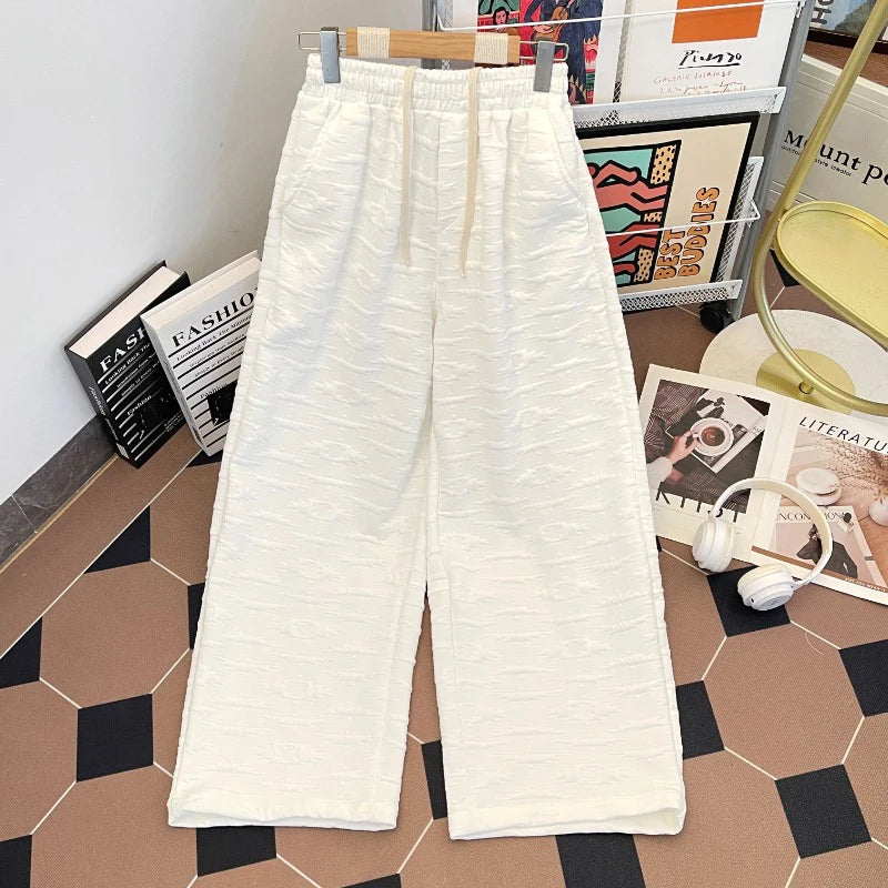 New Autumn Popular Men's Sets Trendy Jacquard Loose Solid Color Sweatshirt+Trouser 2 Piece  Suit Leisure High Quality Tracksuits