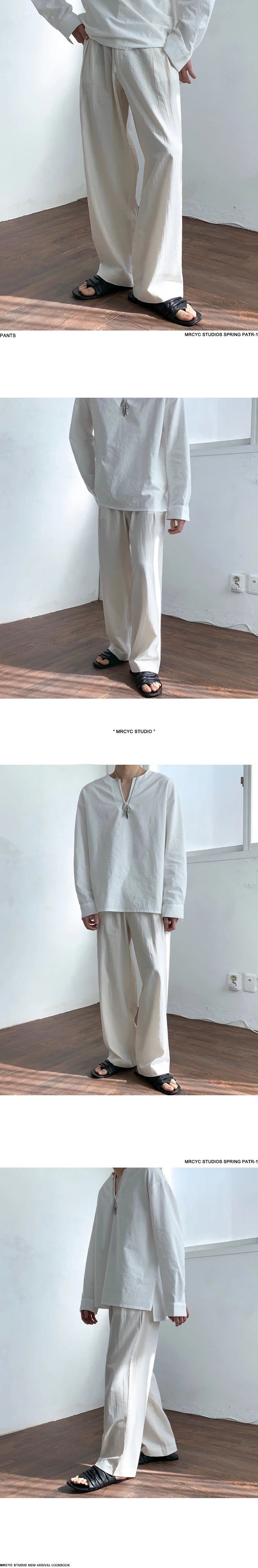 Summer Thin Linen Men's Pants Loose Straight Pants Korean Cotton Linen Casual Trousers Draped Wide-leg Pants Aesthetic Urban