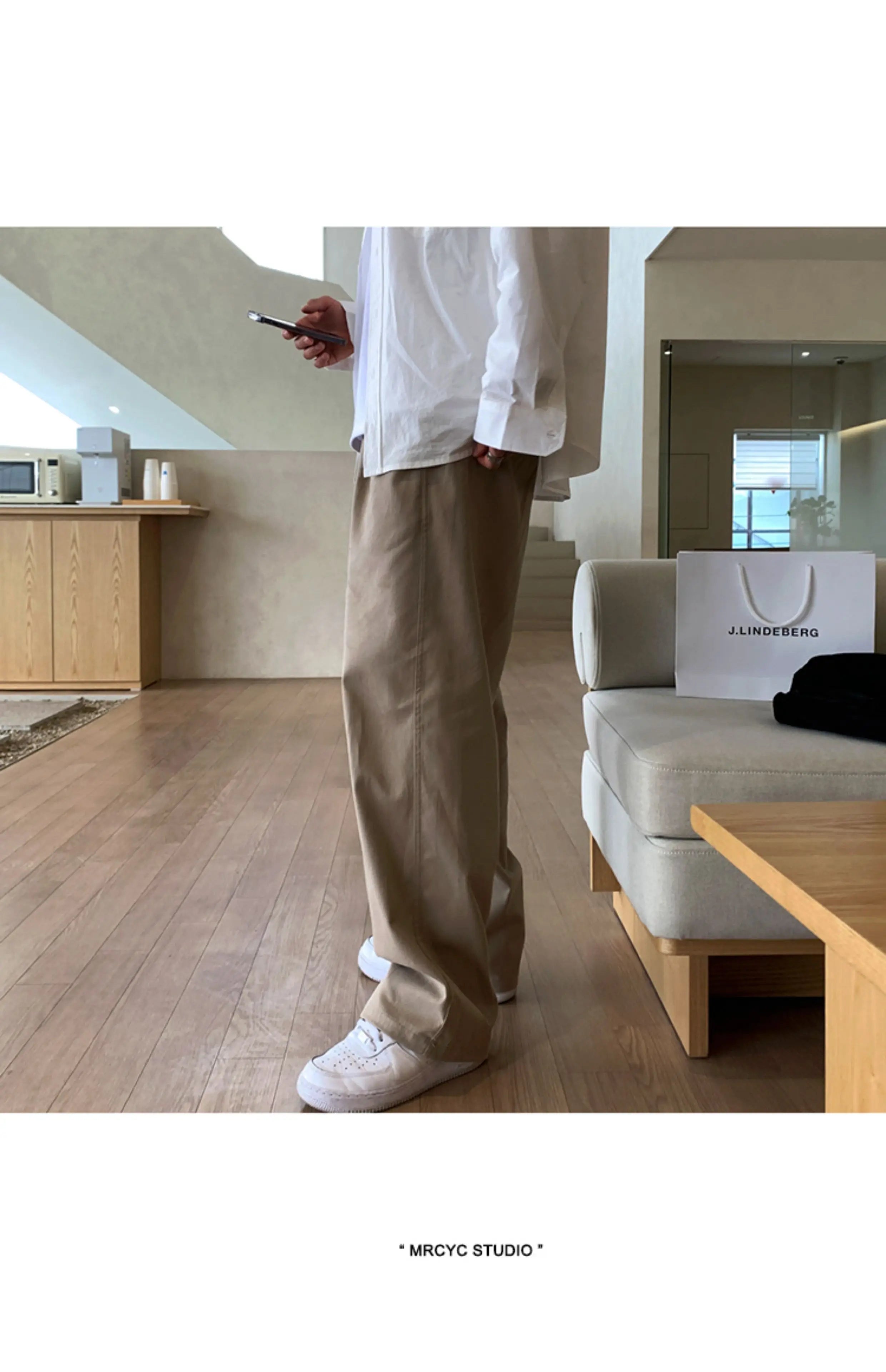 Korean Style High-end Straight-leg Casual Pants Men's Spring Summer Loose Trousers American 2025 New Trendy Wide-leg Pants Chic