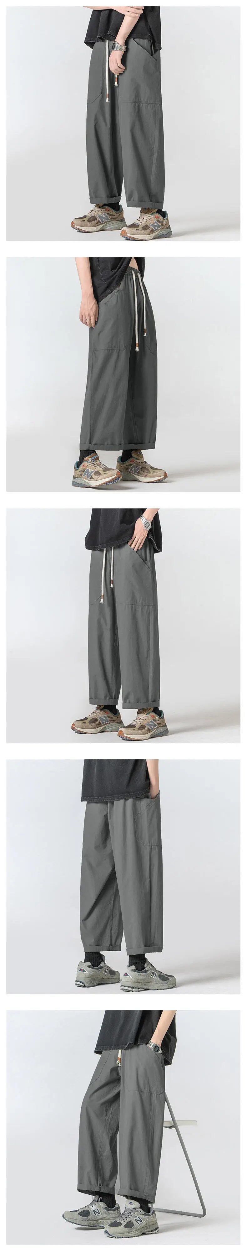 Summer Casual Pants Men Oversized Wide Leg Pants Men Japanese Streetwear Hip-hop Loose Cotton Straight Pants Mens Trousers M-3XL