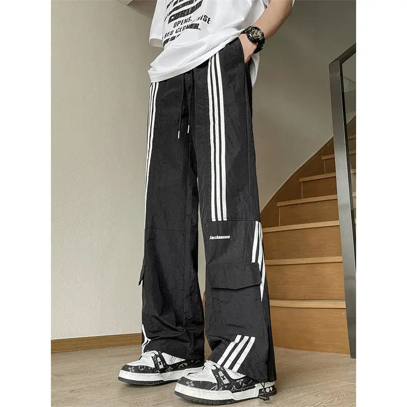 American Retro Striped Wide-Leg Pants Loose Trendy Matching Straight Casual Sportswear Long Pants