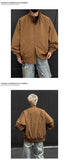 Jacket Mens Casual Jacket Solid Stand Collar Loose Fit Zipper Autumn Coat Ribbed Cuffs Relaxed Outerwear