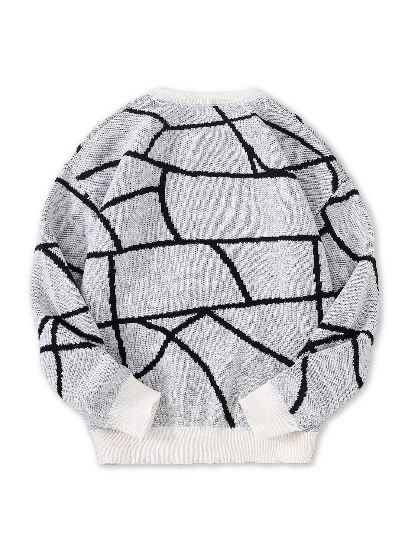 New Popular Autumn and Winter Broken Pattern Pullover Sweater Casual Round Neck Contrast Color Knitted Men's Pullover