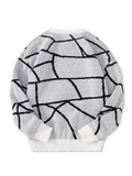 New Popular Autumn and Winter Broken Pattern Pullover Sweater Casual Round Neck Contrast Color Knitted Men's Pullover