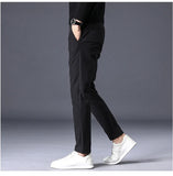 Winter Warm Fleece Men's Business Casual Pants Stretch Slim Fashion Korean Thermal Trousers Classic Simple Male Plush Clothes