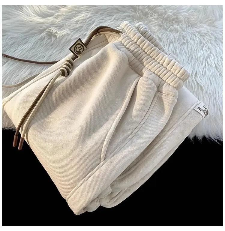 Korean style autumn and winter men and women street personality loose wide leg bound sports pants couple simple casual pants