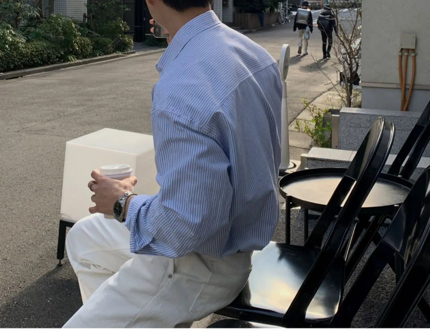 Oversized Men's Niche Striped Shirt, Spring&Autumn Fashion All-Matching Long Sleeve Shirt Coat, Korean Casual Unisex Outdoor