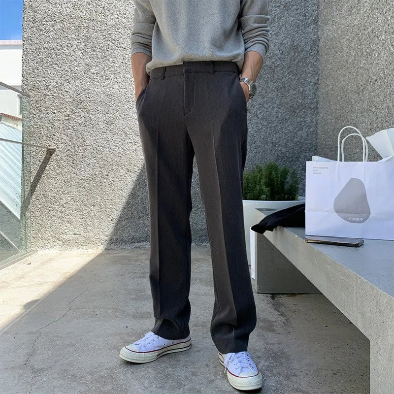 New Korean Fashion Men Suit Pants Light Luxury Business All-match Straight Slim-fit Casual Trousers Premium Elegant Dress Pants