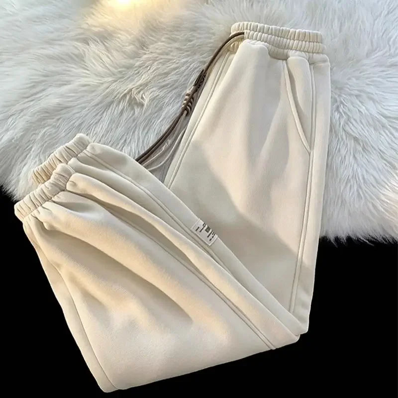 Korean style autumn and winter men and women street personality loose wide leg bound sports pants couple simple casual pants