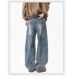 Hip hop personality trend men and women straight leg washed jeans American couple loose retro curved knife casual pants y2k