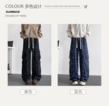 Cargo jean pants Men Wide Leg DenimLoose Straight Baggy Men's Jeans hip hop Streetwear Skateboard Neutral denim Trousers