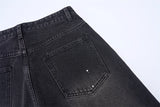 Fashion Graffiti Black Loose Wide-leg Jeans Men's Autumn New American Simple Basic Wash Denim Pants Loose Straight Trousers