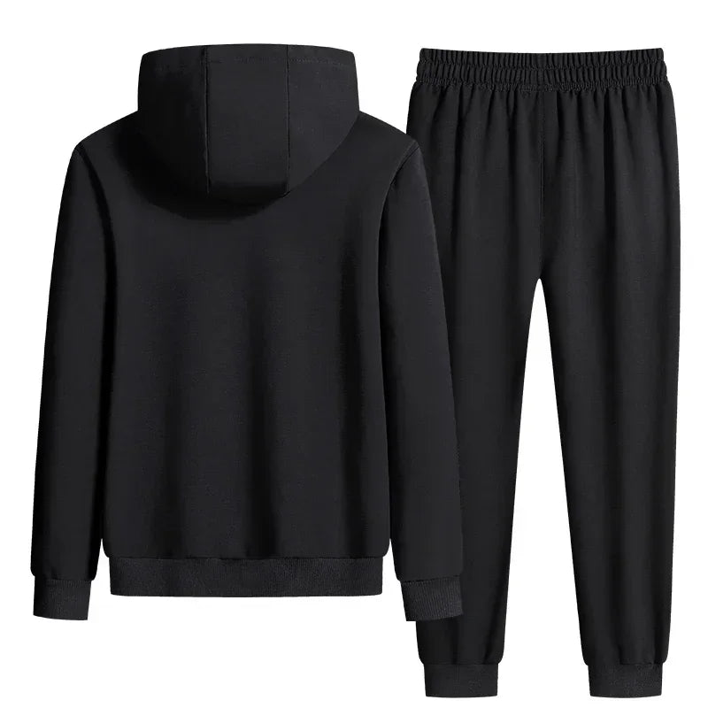 Male 2 Pieces Sweatshirt + Sweatpants Suit 8XL Plus Size New Spring Autumn Clothing Hooded Men Sportswear Sets Casual Pants