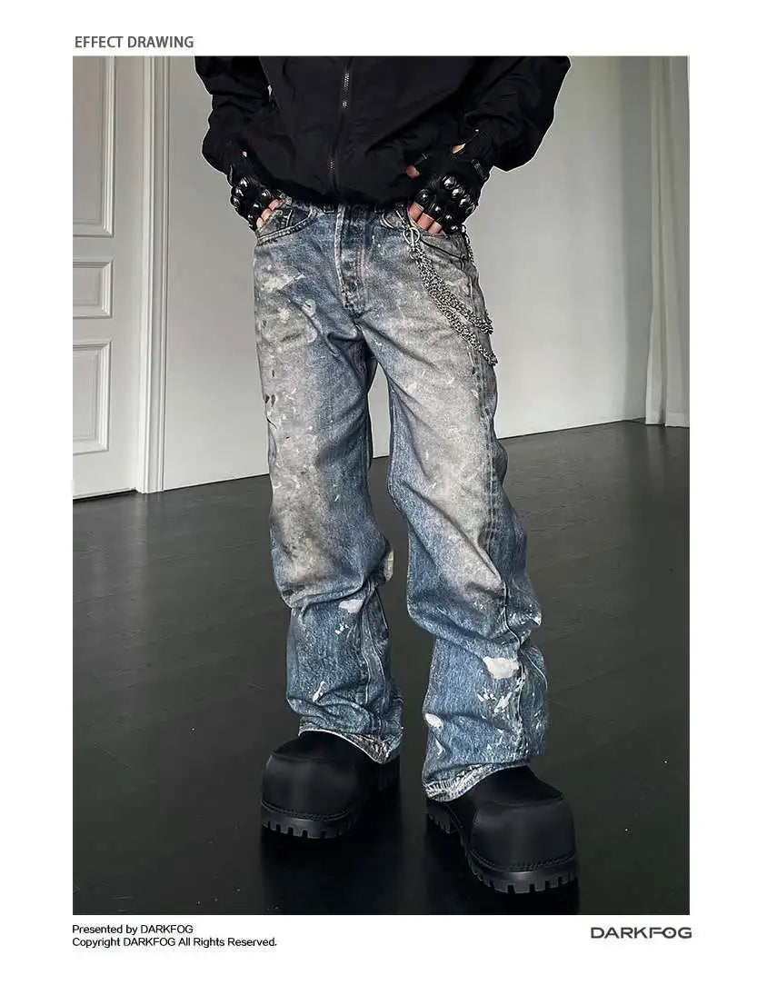 Men and women Spring Festival hip-hop trend straight leg personalized printed jeans couple American loose retro casual pants y2k