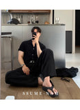 New Japanese Retro Men Casual Pants Luxury Draped Wide Leg Leisure Solid Color Straight Trousers High Quality Elegant Sweatpants