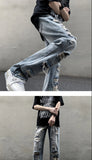 European and American High Street Spring and Autumn Vintage Destruction Washed Straight leg Jeans Couple Hip Hop Casual Pants