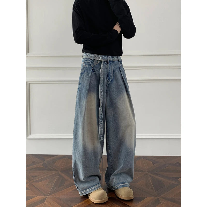 Jeans men Wash Light Blue Relaxed Fit 2025 New Arrival High Quality Distressed Denim Pants Men Streetwear Fashion Youth Casual