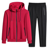 Male 2 Pieces Sweatshirt + Sweatpants Suit 8XL Plus Size New Spring Autumn Clothing Hooded Men Sportswear Sets Casual Pants