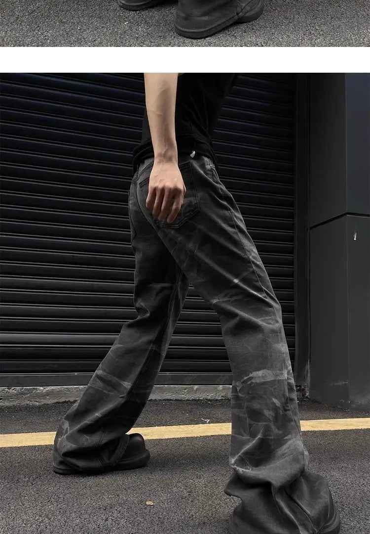 American autumn high street straight leg jeans for men and women trendy hiphop retro personality loose and wide leg casual pants