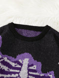 New Popular Autumn and Winter Abstract Crack Graffiti Jacquard Pattern Pullover Sweater Casual Round Neck Knitted Men's Pullover