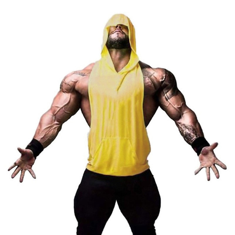Mens Sleeveless Hoodies Fashion Casual Zipper Hooded Sweatshirt Men bodybuilding tank top sporting Shirt waistcoat vest gym