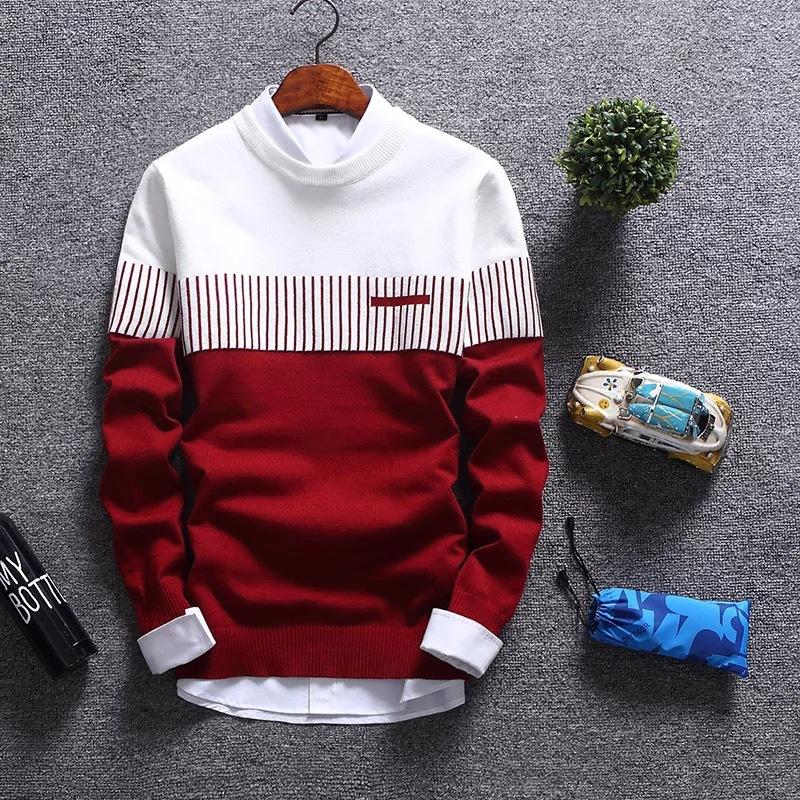 New Autumn Pullovers Men Fashion Stripe Causal Knitted Sweaters Pullovers Mens Slim Fit O Neck Knitwear Mens Brand Clothing
