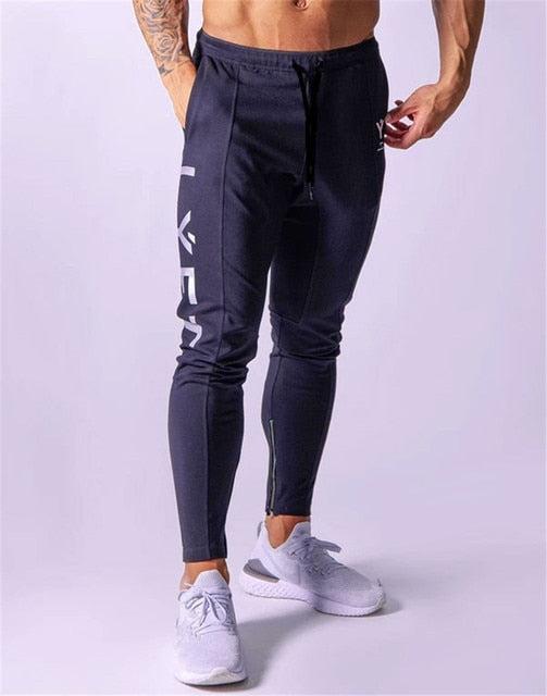 Men's Sports Gym Slim Fitness Jogging Pants Men's Casual Pencil Pants Pure Cotton Fashion Skinny Foot Zipper Sweatpants