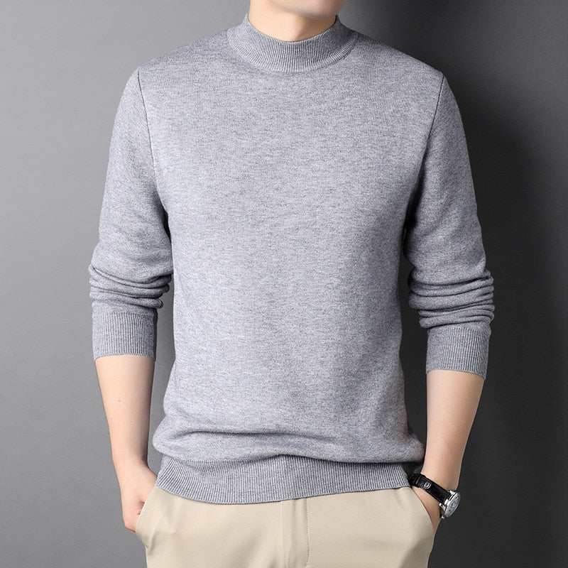 Brand New Men's Cashmere Sweater Half Turtleneck Men Sweaters Knit Pullovers For male Youth Slim Knitwear Man Sweater