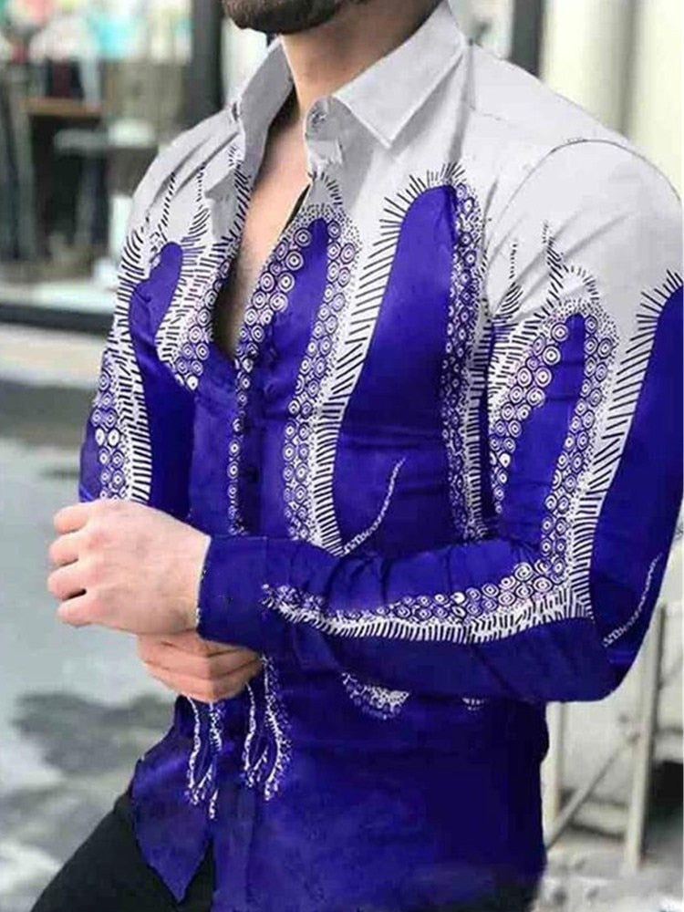Gotmes Men Spring New Skull Print Shirt Men Fashion Trend Personality Casual Rhinestones Slim Long Sleeve Dress Shirt Men