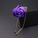 1 Pcs Men Rose Flower Golden Leaf Fashion Brooch Pin Suit Lapel New Men Wedding Boutonniere Brooch Jewelry
