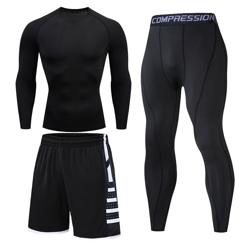 Men's Running Tracksuit Training Fitness Sportswear Set Compression Leggings Sport Clothes Gym Tight Sweatpants