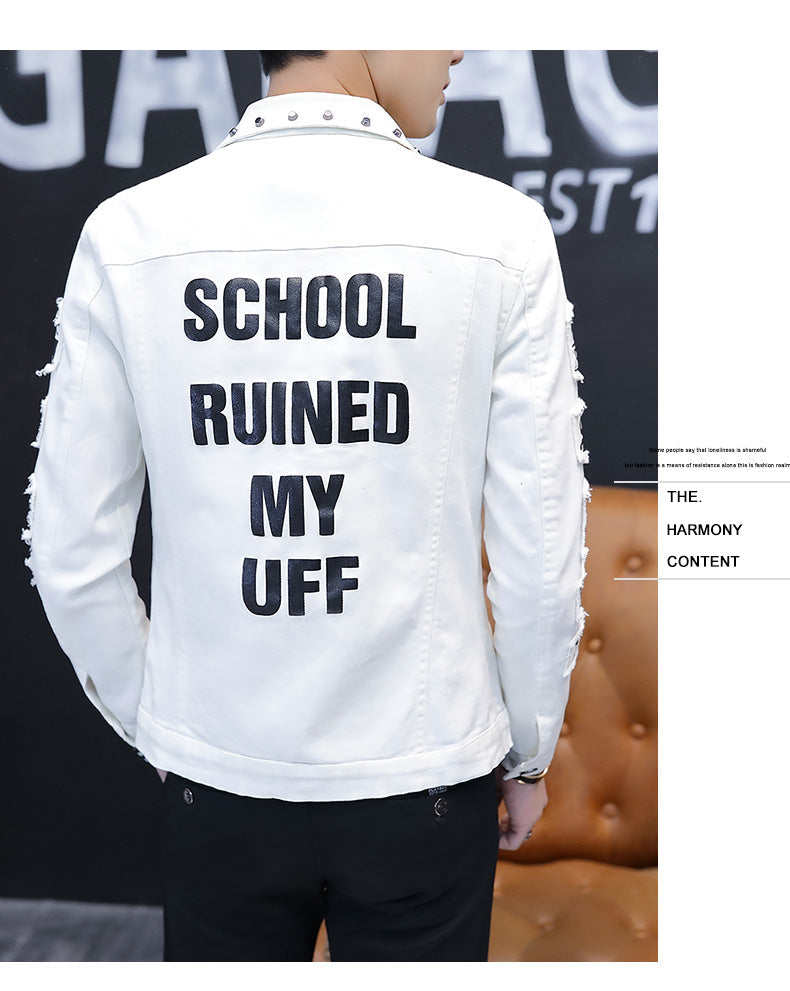 Gotmes Spring And Autumn Jeans Coat Men's Korean-style Fashion Students Handsome Versatile Jacket MEN'S Wear Summer New Style Cowb