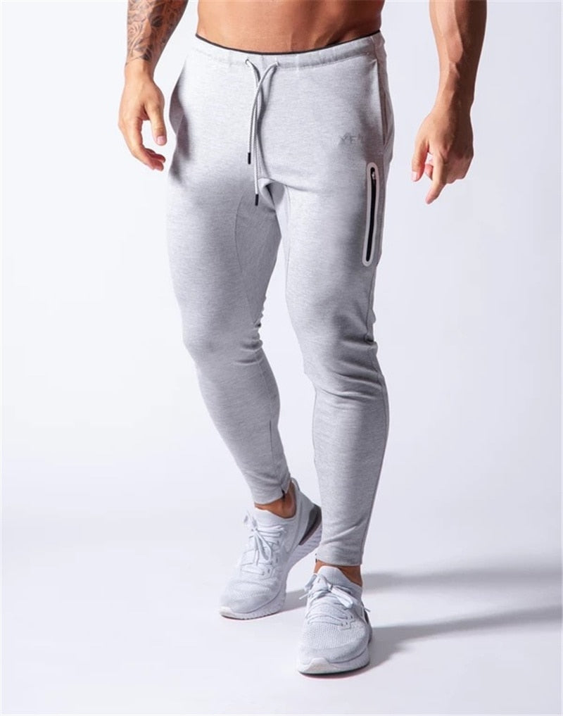 Men's Sports Gym Slim Fitness Jogging Pants Men's Casual Pencil Pants Pure Cotton Fashion Skinny Foot Zipper Sweatpants
