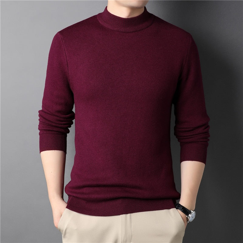 Brand New Men's Cashmere Sweater Half Turtleneck Men Sweaters Knit Pullovers For male Youth Slim Knitwear Man Sweater