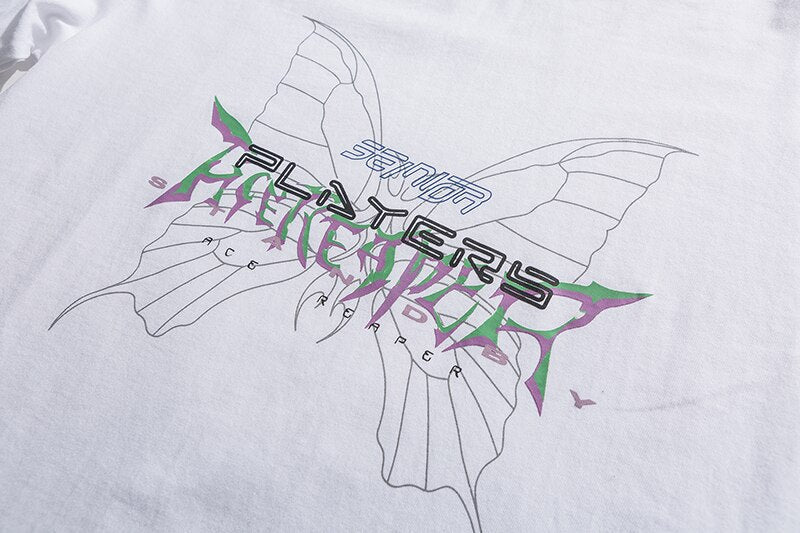 New Autumn Cotton Long Sleeve T-Shirts Men Butterfly Printed O-Neck Loose Tees Fashion Causal Street Blouse Male Plus Size 5XL