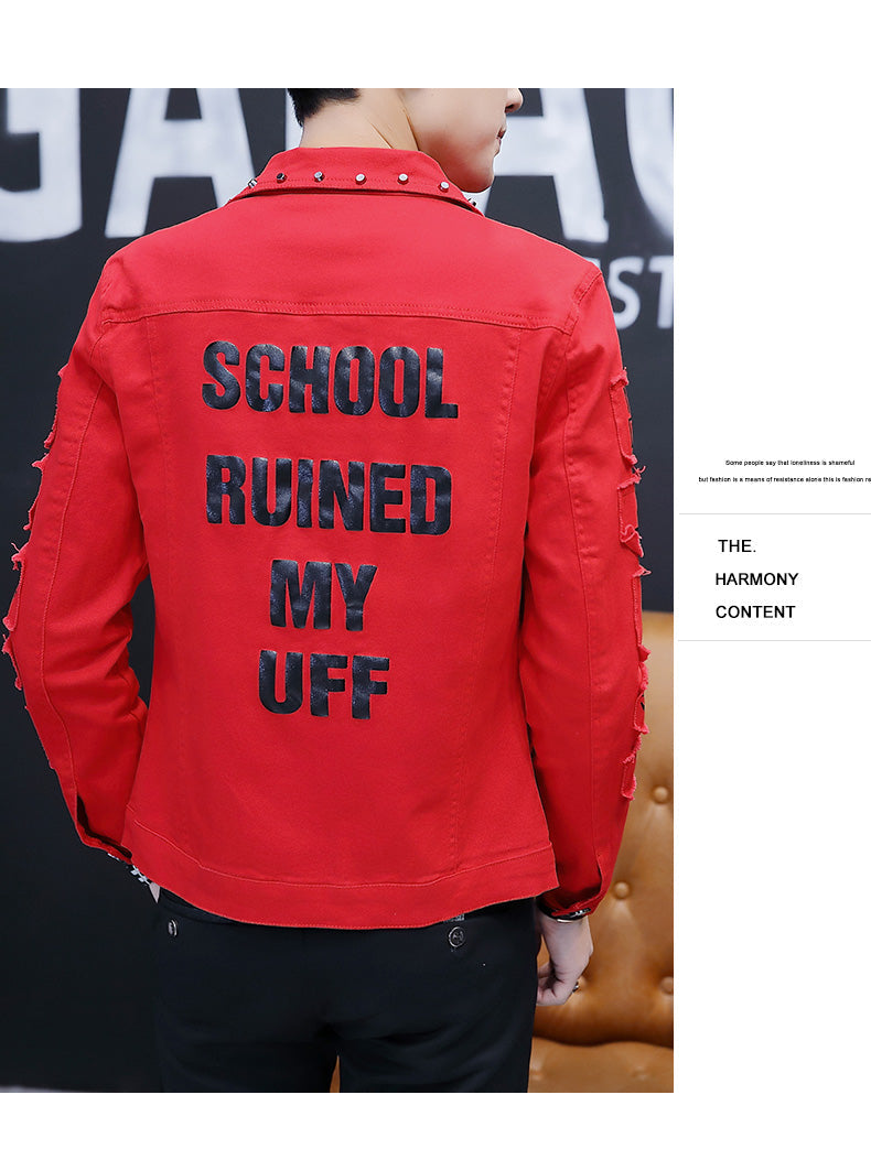 Gotmes Spring And Autumn Jeans Coat Men's Korean-style Fashion Students Handsome Versatile Jacket MEN'S Wear Summer New Style Cowb