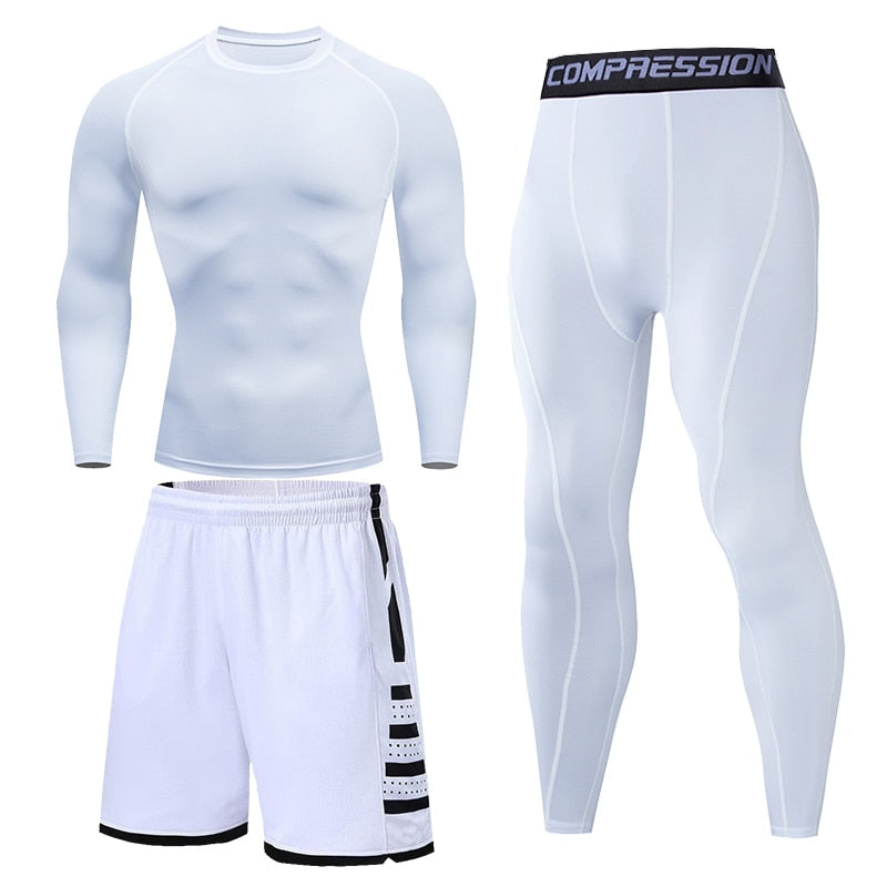 Men's Running Tracksuit Training Fitness Sportswear Set Compression Leggings Sport Clothes Gym Tight Sweatpants