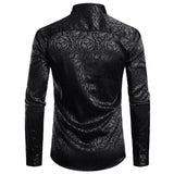 Men's Floral Black Dress Shirts Stylish New Long Sleeve Steampunk Shirt Men Party Club Bar Social Shirt Male Chemise Homme