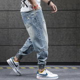 Hip Hop Harem Jeans Pants Men Loose Joggers Denim Casual Sweatpants Korea Ankle Length Trousers Streetwear Male Clothes