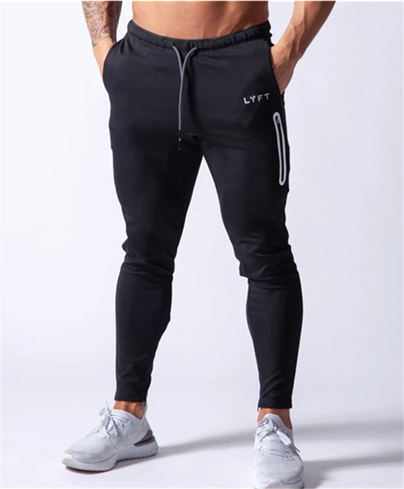 Men's Sports Gym Slim Fitness Jogging Pants Men's Casual Pencil Pants Pure Cotton Fashion Skinny Foot Zipper Sweatpants