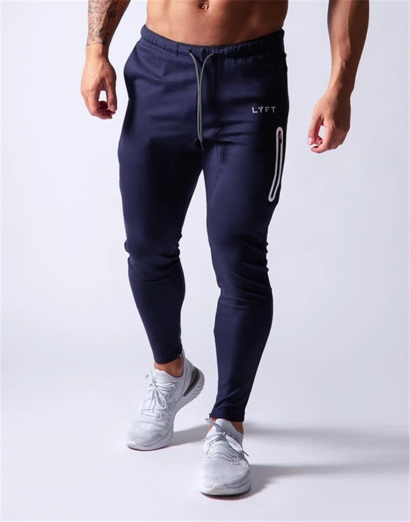 Men's Sports Gym Slim Fitness Jogging Pants Men's Casual Pencil Pants Pure Cotton Fashion Skinny Foot Zipper Sweatpants