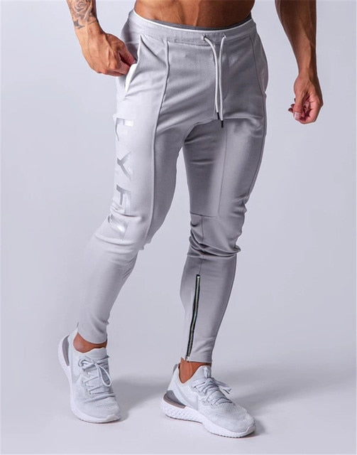 Men's Sports Gym Slim Fitness Jogging Pants Men's Casual Pencil Pants Pure Cotton Fashion Skinny Foot Zipper Sweatpants