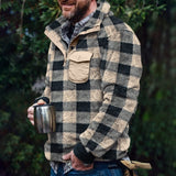 Gotmes Oversized Autumn Winter Warm Long Sleeve Loose Sweaters For Men Casual Turn-down Collar Plaid Print Top Mens Fashion Streetwear