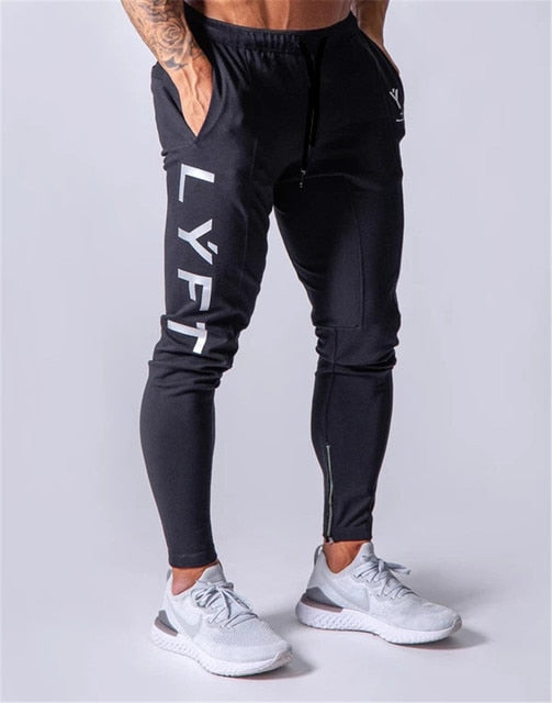 Men's Sports Gym Slim Fitness Jogging Pants Men's Casual Pencil Pants Pure Cotton Fashion Skinny Foot Zipper Sweatpants