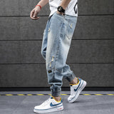 Hip Hop Harem Jeans Pants Men Loose Joggers Denim Casual Sweatpants Korea Ankle Length Trousers Streetwear Male Clothes