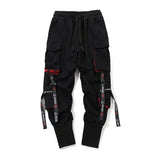 Men Hip Hop Black Cargo Pants joggers Sweatpants Overalls Men Ribbons Streetwear Harem Pants Women Fashions Trousers