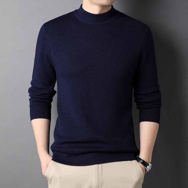 Brand New Men's Cashmere Sweater Half Turtleneck Men Sweaters Knit Pullovers For male Youth Slim Knitwear Man Sweater