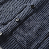 Men's Shawl Collar Cardigan Sweater Slim Fit Cable Knit Button up Merino wool Sweater with Pockets